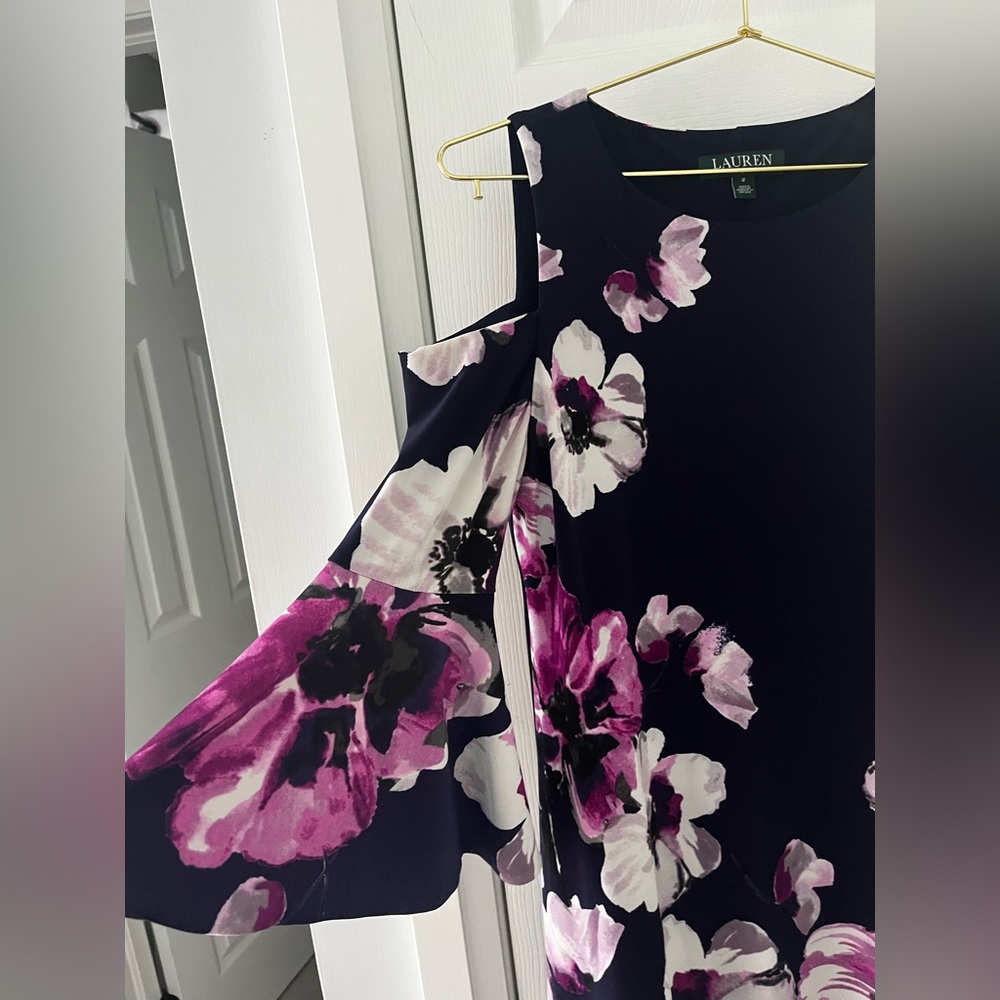 Ralph Lauren Floral Cold Shoulder‎ Dress | Size 2 | Bell Sleeves Cocktail - Picture 2 of 8